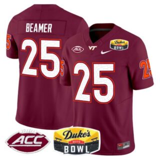 Frank Beamer Jersey #25 Virginia Tech Hokies 2025 Duke's Mayo Bowl Patch Maroon