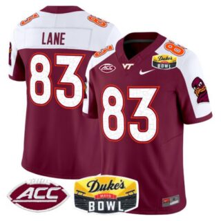 Jaylin Lane Jersey #83 Virginia Tech Hokies 2025 Duke's Mayo Bowl Patch Maroon Alternate