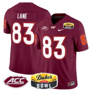 Jaylin Lane Jersey #83 Virginia Tech Hokies 2025 Duke's Mayo Bowl Patch Maroon