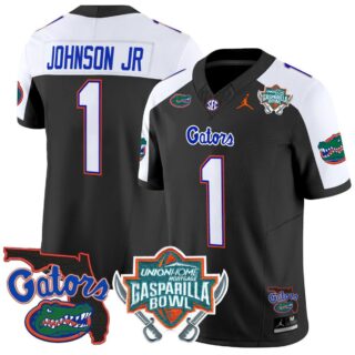 Montrell Johnson Jr Jersey #1 Florida Gators 2025 Gasparilla Bowl Patch Black Alternate
