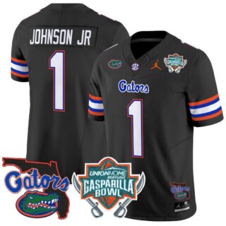 Montrell Johnson Jr Jersey #1 Florida Gators 2025 Gasparilla Bowl Patch Black