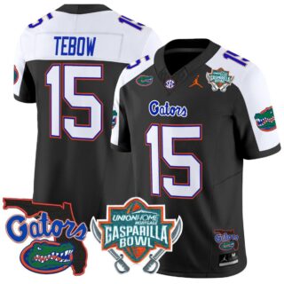 Tim Tebow Jersey #15 Florida Gators 2025 Gasparilla Bowl Patch Black Alternate
