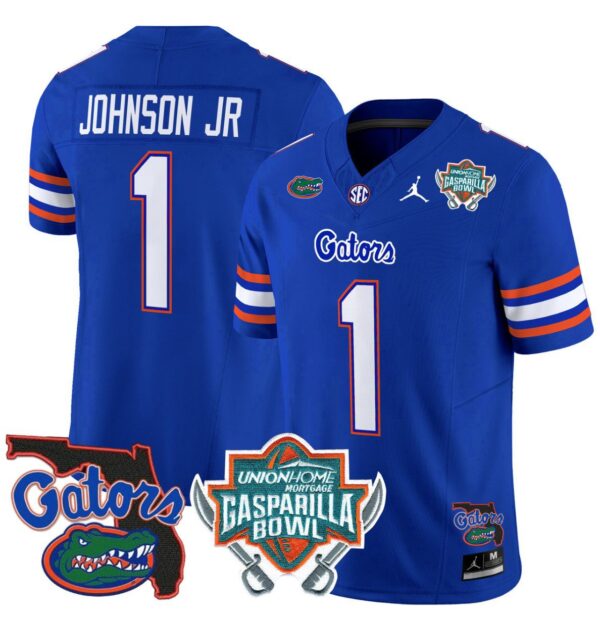 Montrell Johnson Jr Jersey #1 Florida Gators 2025 Gasparilla Bowl Patch Royal