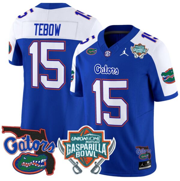 Tim Tebow Jersey #15 Florida Gators 2025 Gasparilla Bowl Patch Royal Alternate