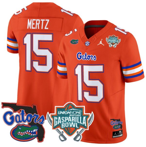 Graham Mertz Jersey #15 Florida Gators 2025 Gasparilla Bowl Patch Orange