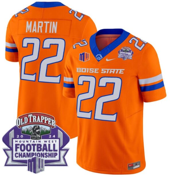 Doug Martin Jersey #22 Boise State Broncos 2024 Championship Vapor Orange