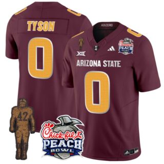 Jordyn Tyson Jersey #0 Arizona State Sun Devils Bowl Patch Football V2 Maroon