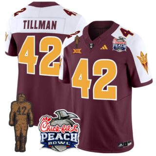 Pat Tillman Jersey #42 Arizona State Sun Devils Bowl Patch Football Maroon Alternate