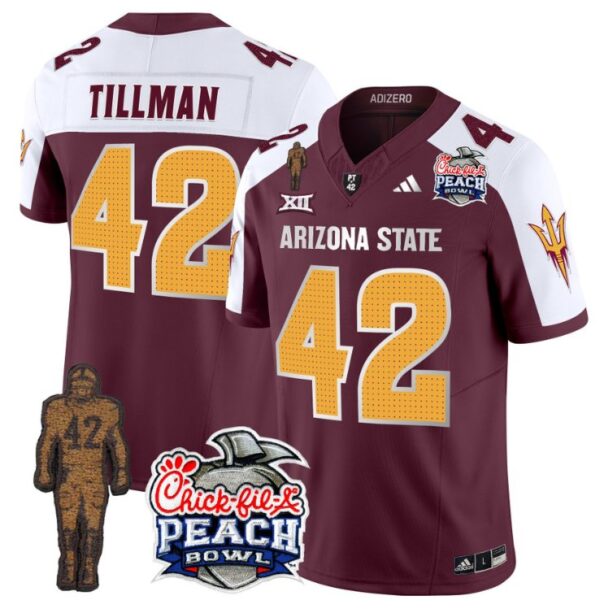 Pat Tillman Jersey #42 Arizona State Sun Devils Bowl Patch Football V2 Maroon Alternate