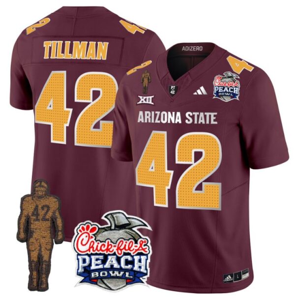 Pat Tillman Jersey #42 Arizona State Sun Devils Bowl Patch Football V2 Maroon