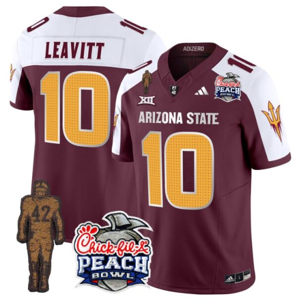 Sam Leavitt Jersey #10 Arizona State Sun Devils Bowl Patch Football V2 Maroon Alternate
