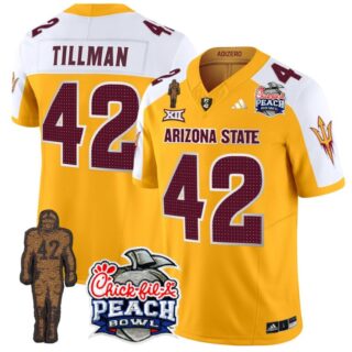Pat Tillman Jersey #42 Arizona State Sun Devils Bowl Patch Football V2 Gold Alternate