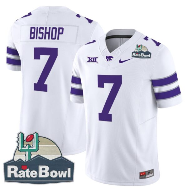 Michael Bishop Jersey #7 Kansas State Wildcats 2025 Rate Bowl Patch White