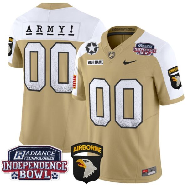 Custom Army Black Knights Jersey Independence Bowl Patch 2024 Vapor Tan Alternate