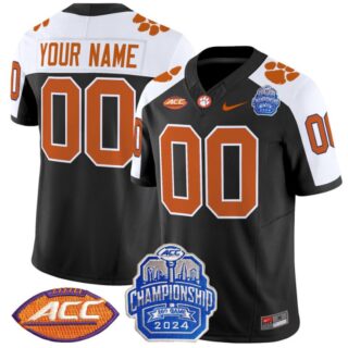 Custom Clemson Tigers Jersey 2024 ACC Championship Patch Football Black Alternate