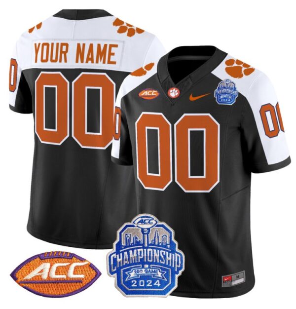 Custom Clemson Tigers Jersey 2024 ACC Championship Patch Football Black Alternate
