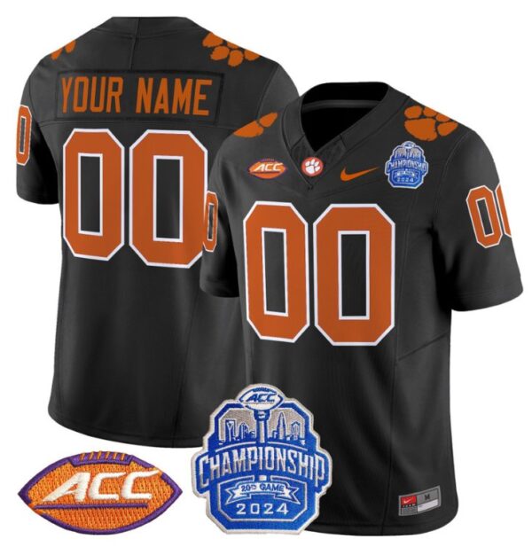 Custom Clemson Tigers Jersey 2024 ACC Championship Patch Football Black