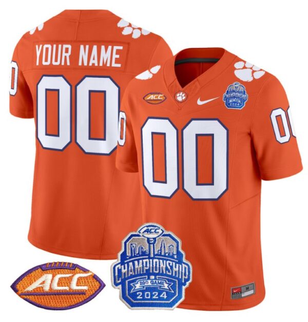 Custom Clemson Tigers Jersey 2024 ACC Championship Patch Football Orange