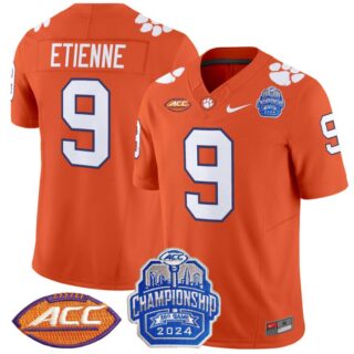 Travis Etienne Jersey #9 Clemson Tigers 2024 ACC Championship Patch Orange