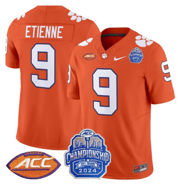 Travis Etienne Jersey #9 Clemson Tigers 2024 ACC Championship Patch Orange