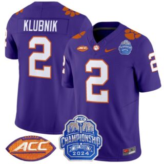 Cade Klubnik Jersey #2 Clemson Tigers 2024 ACC Championship Patch Purple