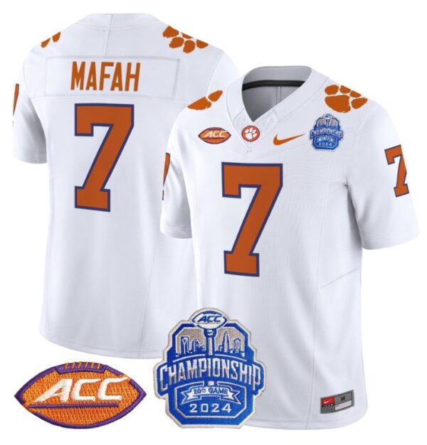 Phil Mafah Jersey #7 Clemson Tigers 2024 ACC Championship Patch White