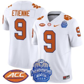 Travis Etienne Jersey #9 Clemson Tigers 2024 ACC Championship Patch White