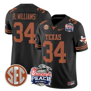 Ricky Williams Jersey #34 Texas Longhorns Peach Bowl Patch Vapor Black