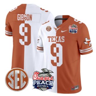 Jerrick Gibson Jersey #9 Texas Longhorns Peach Bowl Patch Vapor Split
