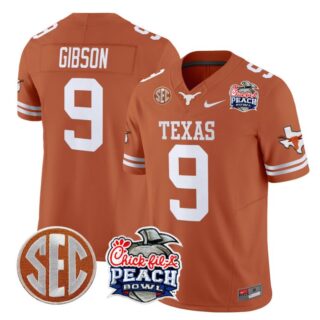 Jerrick Gibson Jersey #9 Texas Longhorns Peach Bowl Patch Vapor Texas Orange