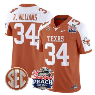 Ricky Williams Jersey #34 Texas Longhorns Peach Bowl Patch Vapor Orange Alternate