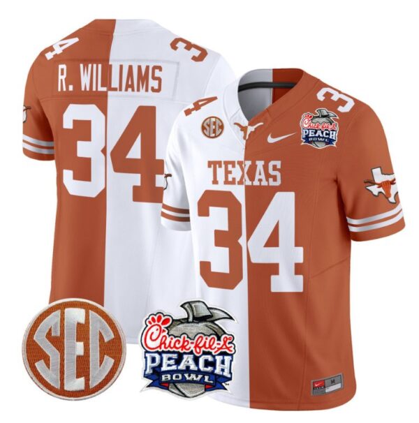 Ricky Williams Jersey #34 Texas Longhorns Peach Bowl Patch Vapor Split
