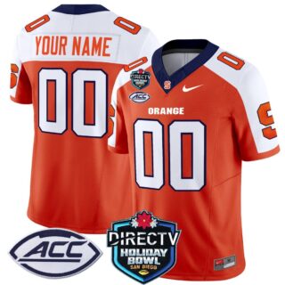 Custom Syracuse Orange Jersey Name, Number 2025 Holiday Bowl Patch Orange Alternate