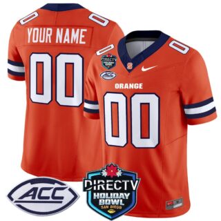 Custom Syracuse Orange Jersey Name, Number 2025 Holiday Bowl Patch Orange