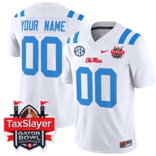 Custom Ole Miss Rebels Jersey 2024 Gator Bowl Patch Football V2 2024 White