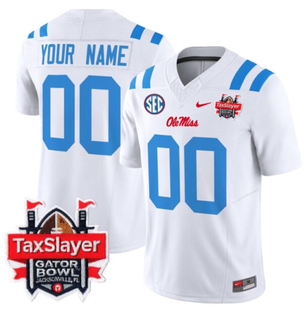 Custom Ole Miss Rebels Jersey 2024 Gator Bowl Patch Football V2 2024 White