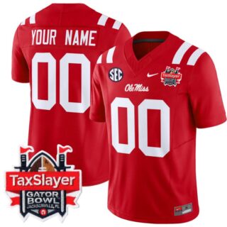 Custom Ole Miss Rebels Jersey 2024 Gator Bowl Patch Football V2 Red