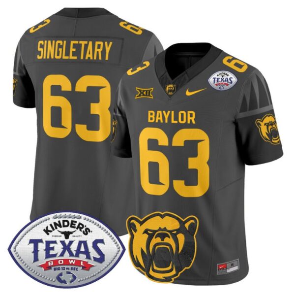 Mike SingletaryJersey #63 Baylor Bears 2024 Texas Bowl Football Black