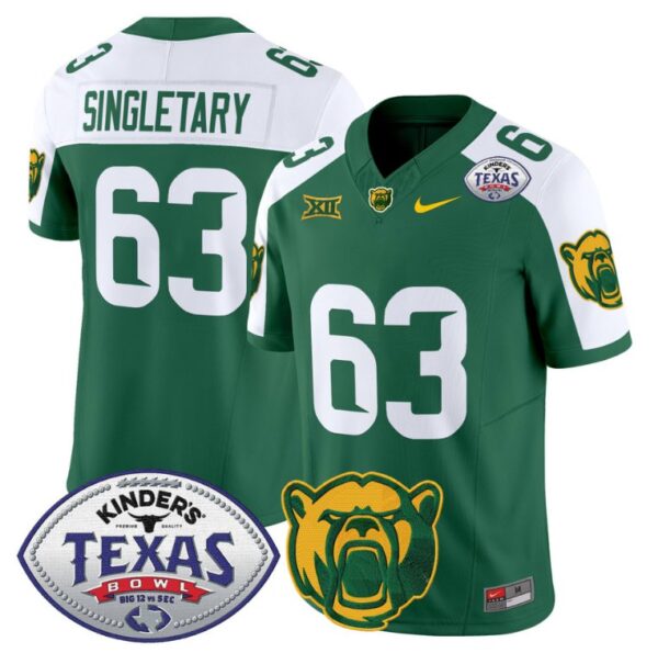 Mike SingletaryJersey #63 Baylor Bears 2024 Texas Bowl Football Green Alternate