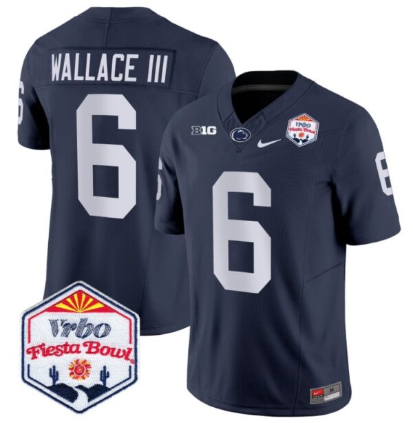 Harrison Wallace III Jersey #6 Penn State Nittany Lions 2024 Fiesta Bowl Patch Navy