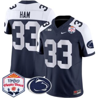 Jack Ham Jersey #33 Penn State Nittany Lions 2024 Fiesta Bowl Patch Stitched Navy Alternate