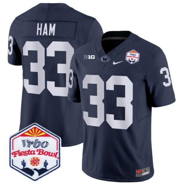 Jack Ham Jersey #33 Penn State Nittany Lions 2024 Fiesta Bowl Patch Stitched Navy