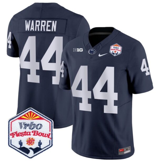 Tyler Warren Jersey #44 Penn State Nittany Lions 2024 Fiesta Bowl Patch Navy