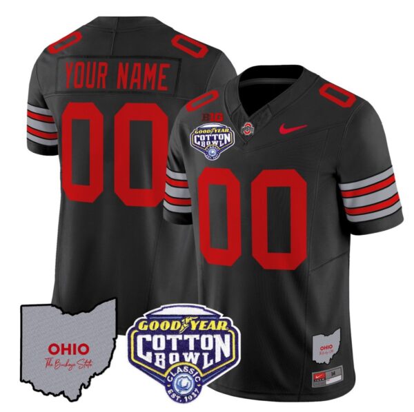 Custom Ohio State Buckeyes Jersey Name, Number Cotton Bowl Patch Stitched Black