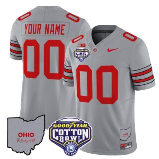 Custom Ohio State Buckeyes Jersey Name, Number Cotton Bowl Patch Stitched Gray