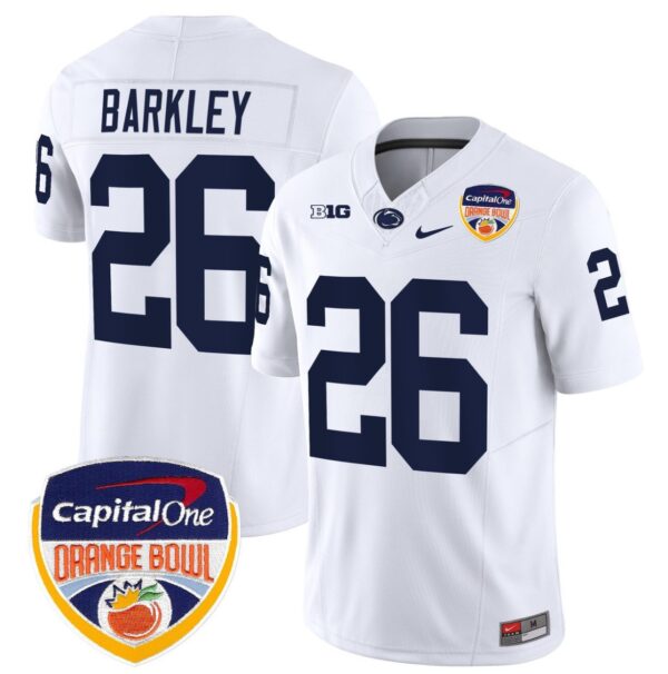 Saquon Barkley Jersey #26 Penn State Nittany Lions Orange Bowl Patch Stitched White