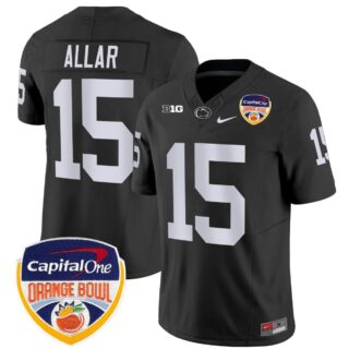Drew Allar Jersey #15 Penn State Nittany Lions Orange Bowl Patch Stitched Black