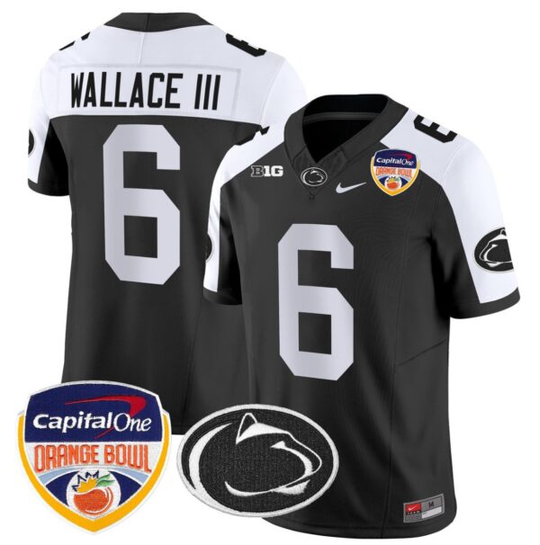 Harrison Wallace III Jersey #6 Penn State Nittany Lions Orange Bowl Patch Black Alternate
