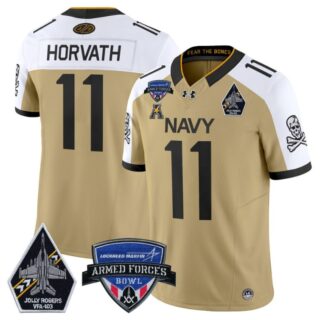 Blake Horvath Jersey #11 Navy Midshipmen 2025 Armed Forces Bowl Gold ALternate
