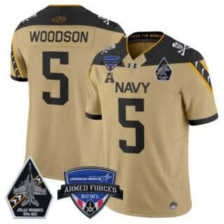 Braxton Woodson Jersey #5 Navy Midshipmen 2025 Armed Forces Bowl Football Gold